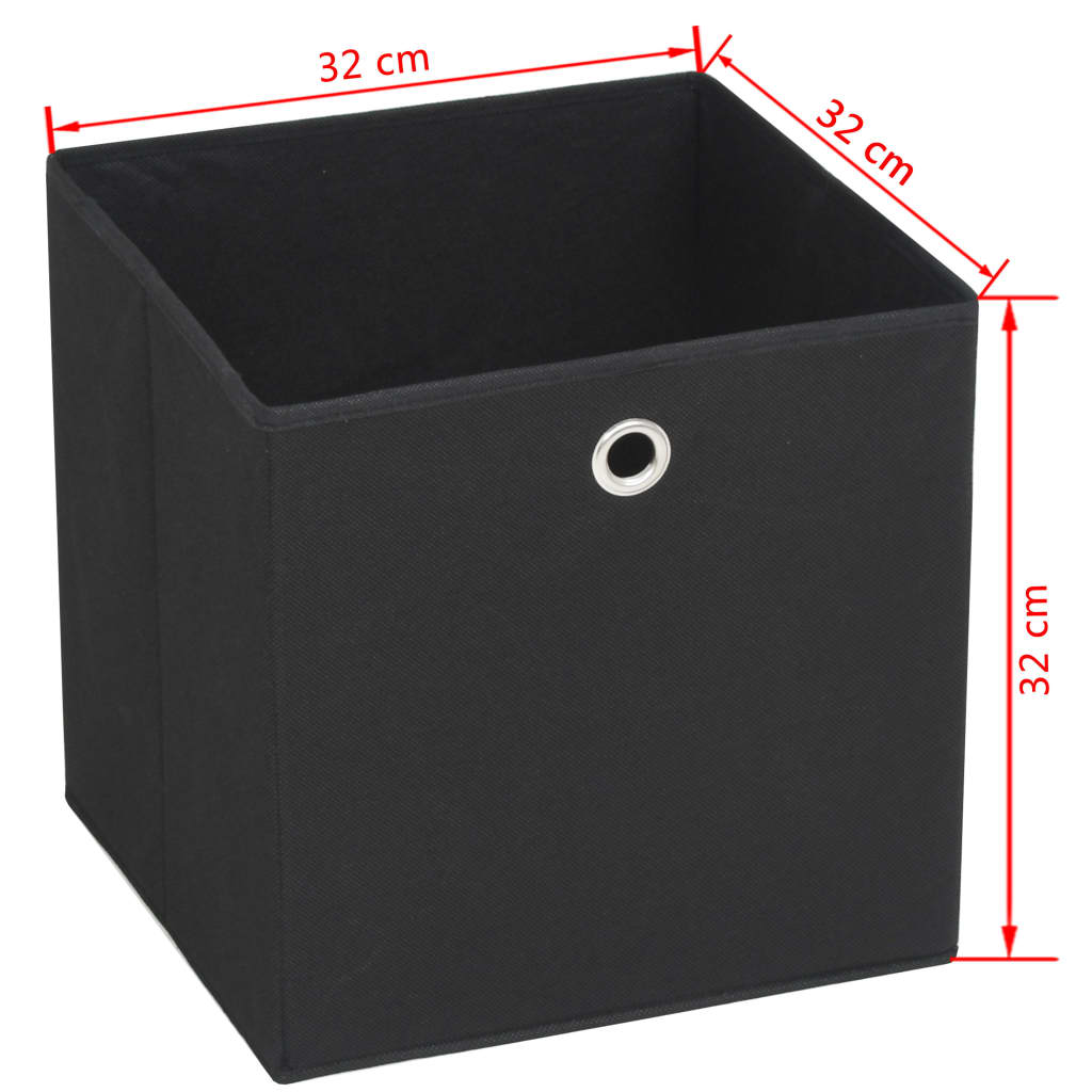 vidaXL uzglabāšanas kastes, 10 gab., 32x32x32 cm, melns neausts audums