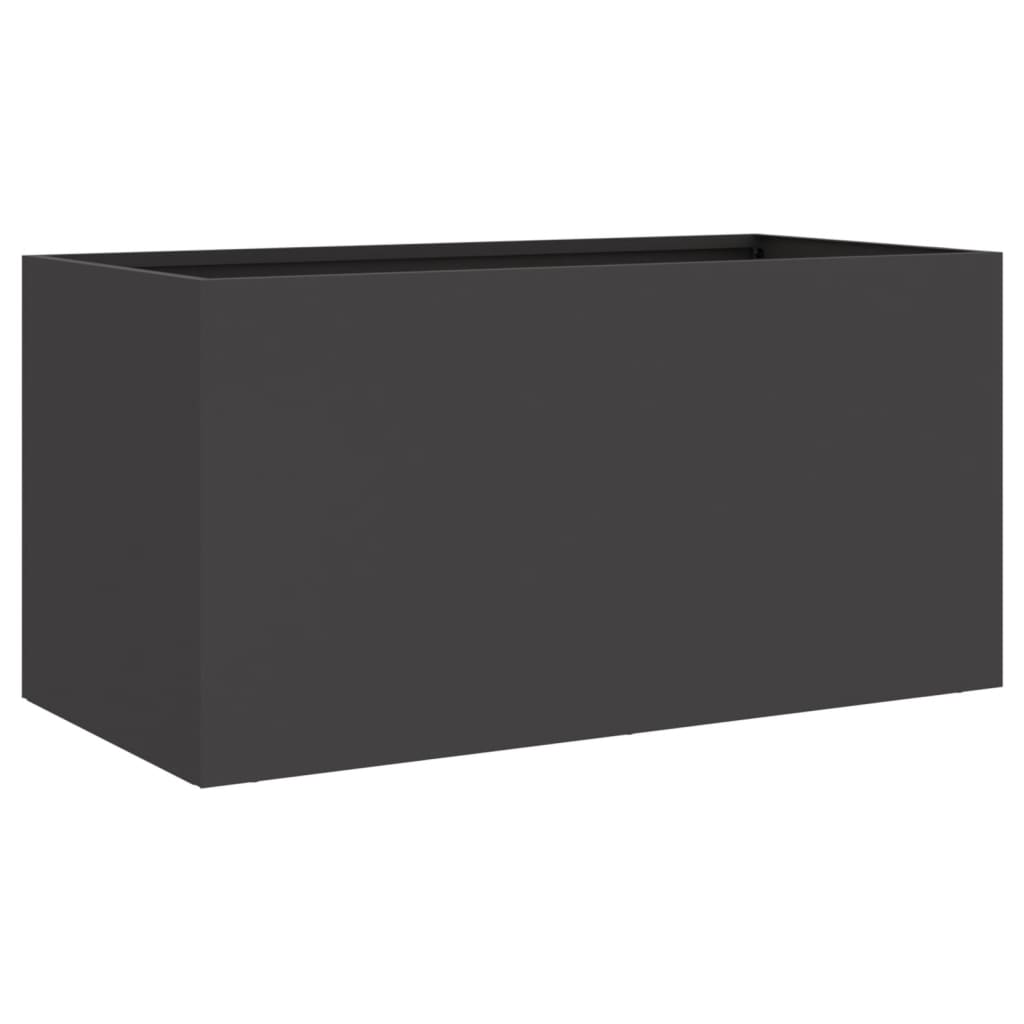 vidaXL puķu kaste, melna, 62x30x29 cm, auksti velmēts tērauds