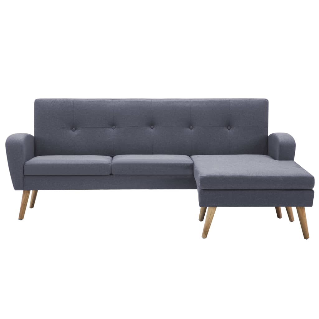 vidaXL stūra dīvāns, gaiši pelēks, 186x136x79 cm, auduma apdare