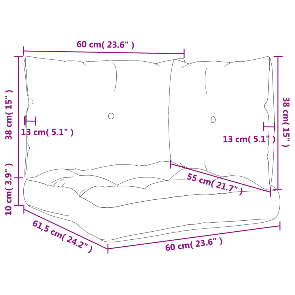 vidaXL palešu dīvānu matrači, 3 gab., audums ar lapu apdruku