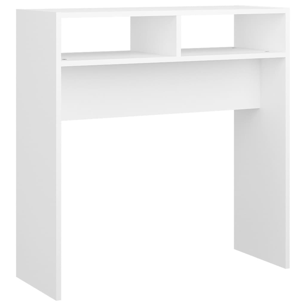 vidaXL konsoles galds, balts, 78x30x80 cm, skaidu plāksne
