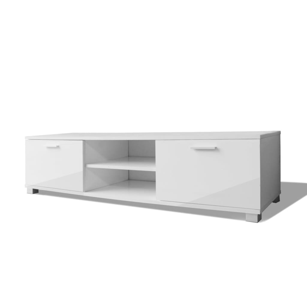 vidaXL TV galdiņš, spīdīgi balts, 140x40,5x35 cm