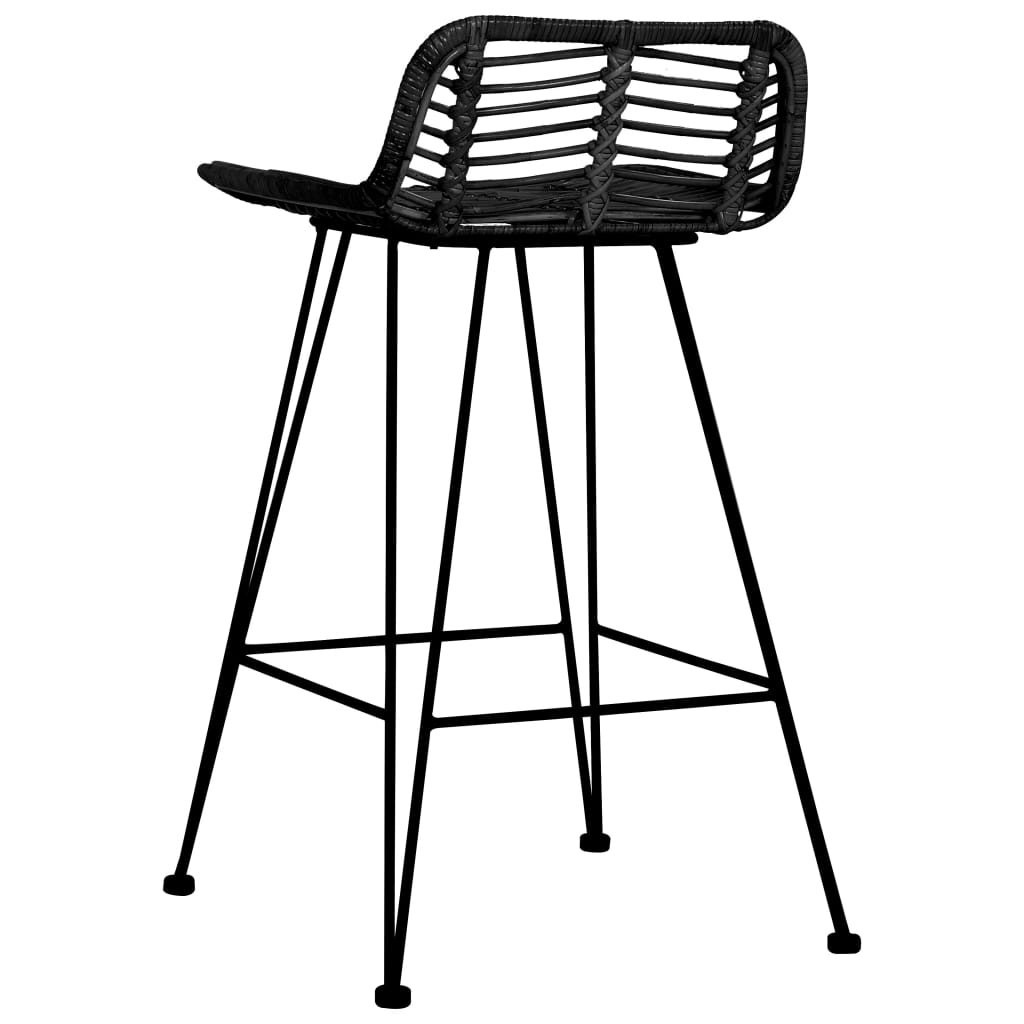 vidaXL bāra krēsli, 2 gab., melna rotangpalma
