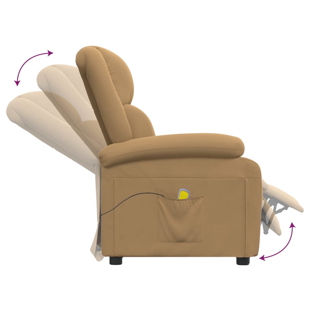vidaXL masāžas krēsls, atgāžams, brūns samts