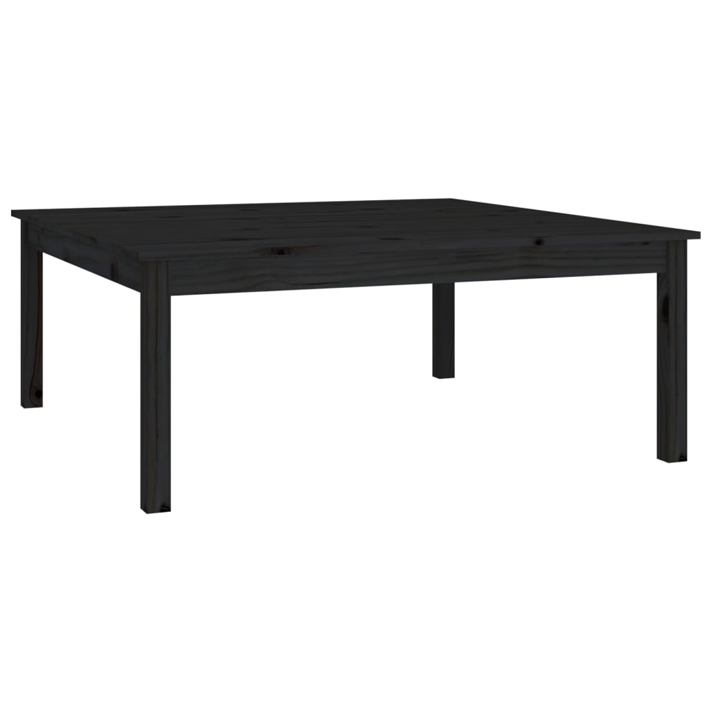 vidaXL kafijas galdiņš, melns, 100x100x40 cm, priedes masīvkoks