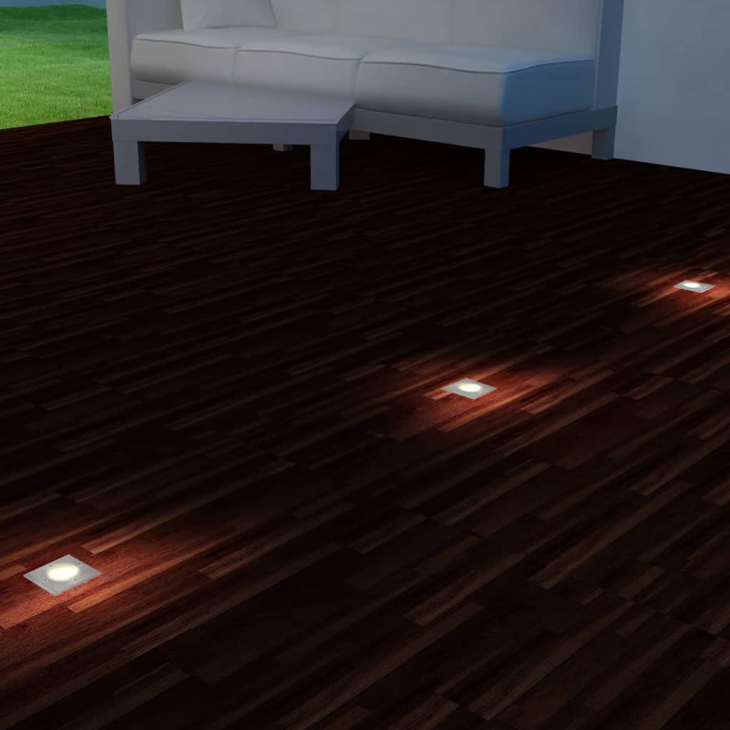 vidaXL dārza LED lampas, 3 gab., iebūvējamas zemē, kvadrāta formas