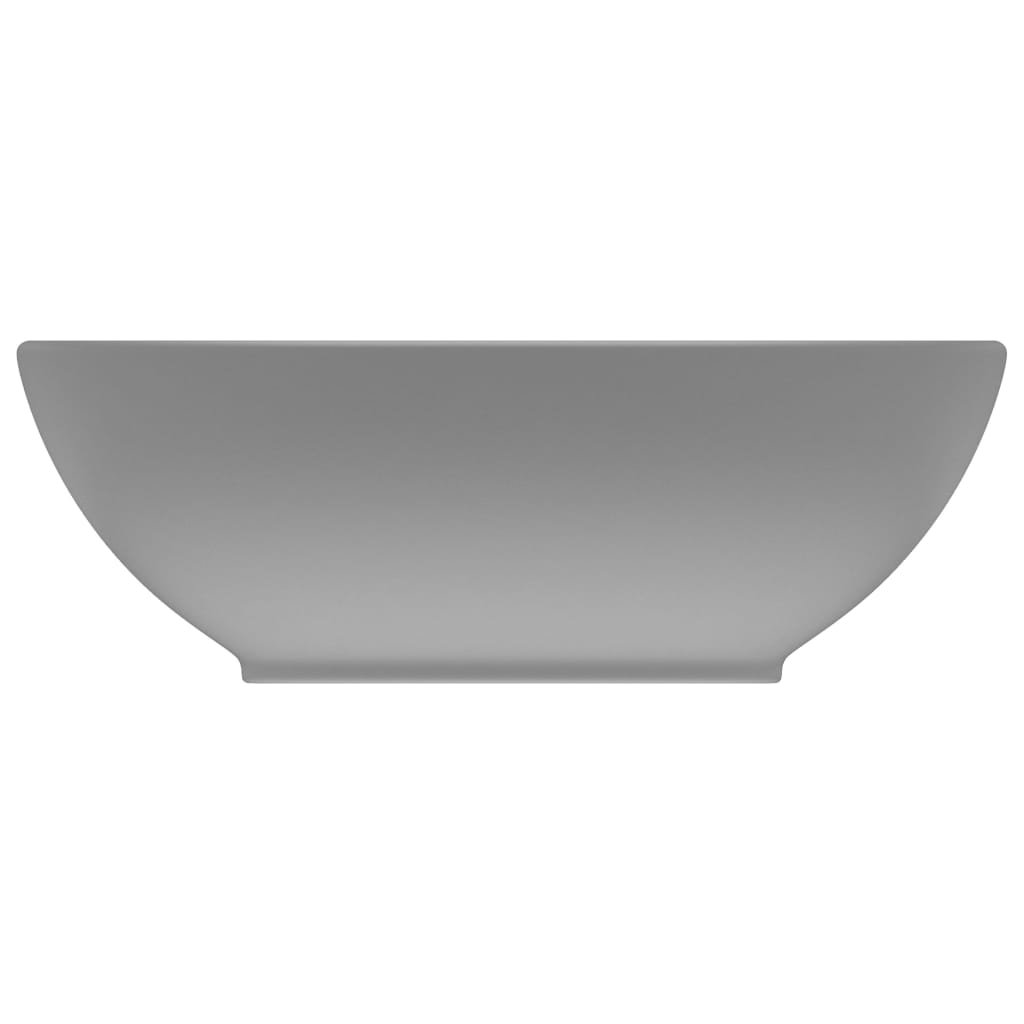 vidaXL izlietne, ovāla forma, 40x33 cm, matēta gaiši pelēka keramika