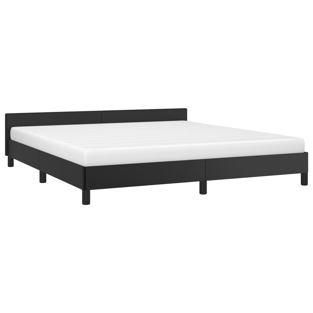 vidaXL gultas rāmis ar galvgali, melns, 180x200 cm, mākslīgā āda