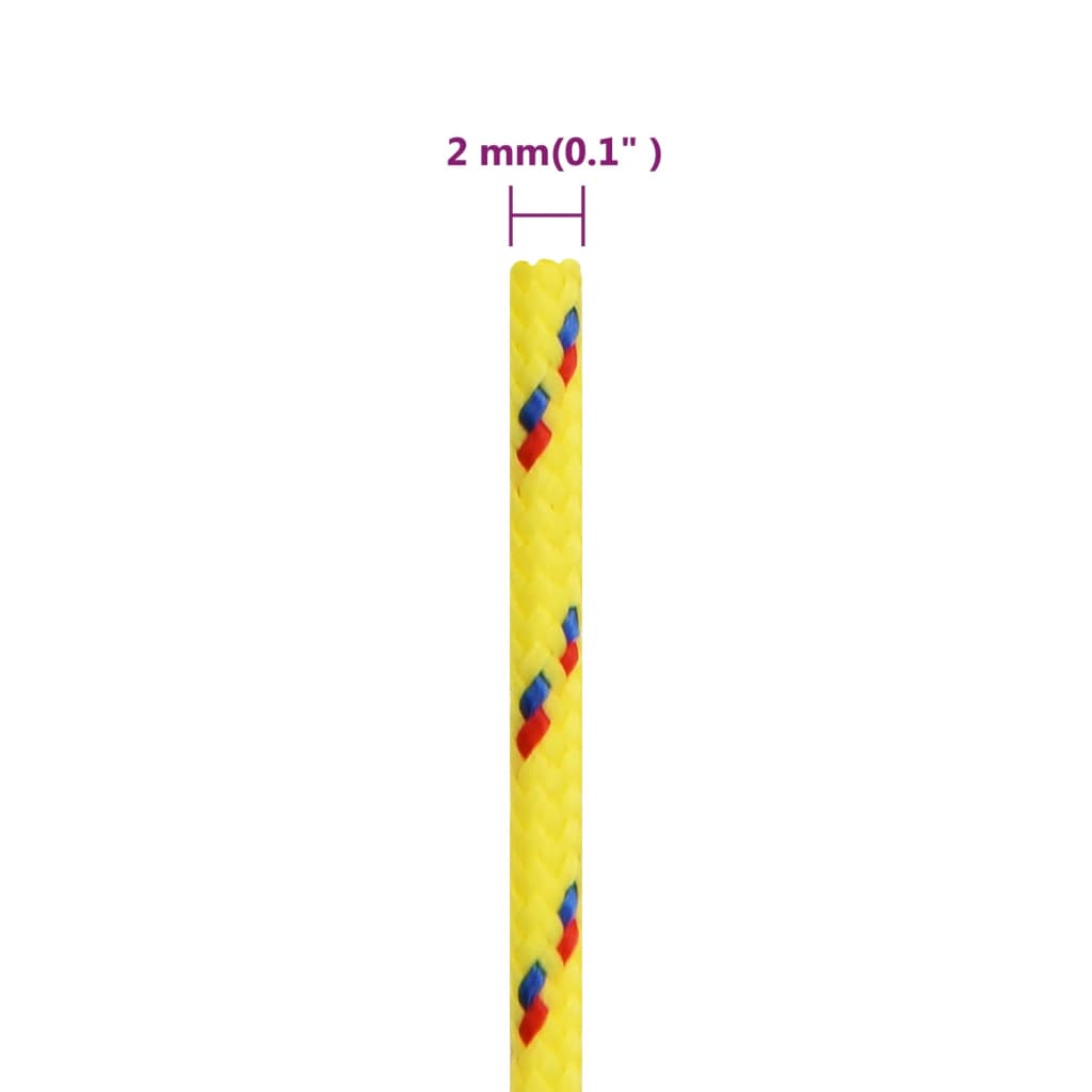 vidaXL laivu virve, dzeltena, 2 mm, 50 m, polipropilēns