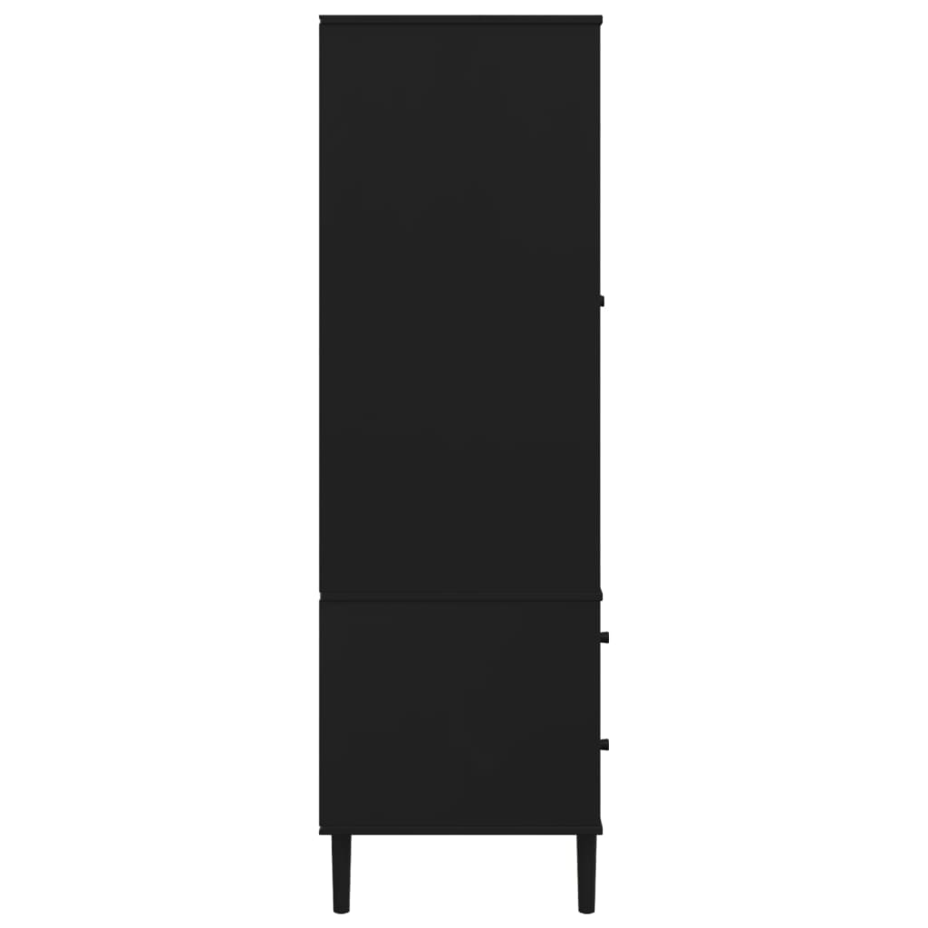vidaXL skapis SENJA, melns, 90x55x175 cm, priedes masīvkoks
