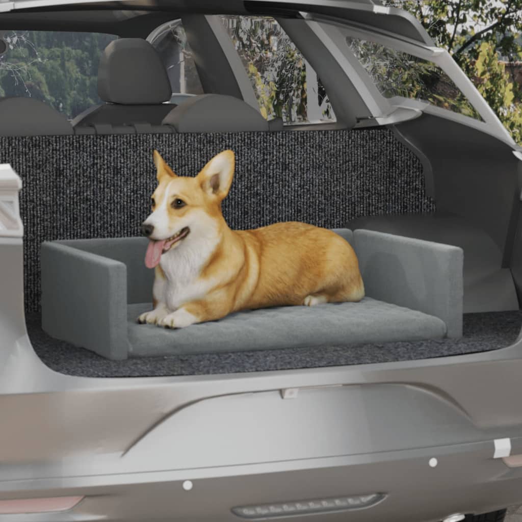 vidaXL suņu automašīnas bagāžnieks, pelēks, 70x45 cm, lina dizains