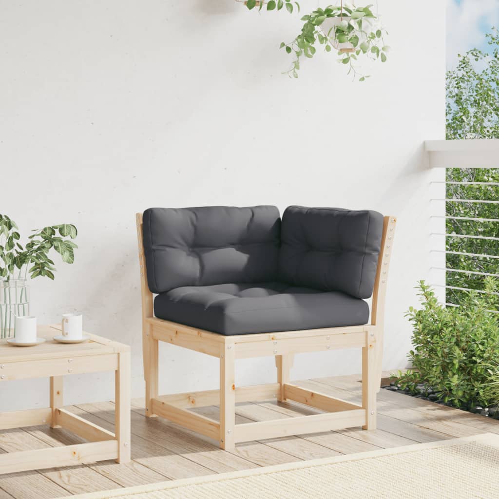 vidaXL dārza stūra dīvāns ar matračiem, 73x73x78 cm, priede
