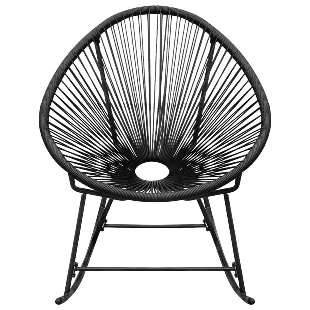 vidaXL dārza šūpuļkrēsls, melns, PE rotangpalma