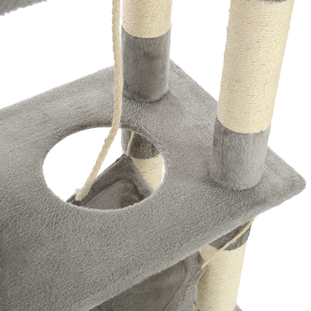 vidaXL kaķu māja ar sizala stabiem nagu asināšanai, 140 cm, pelēka