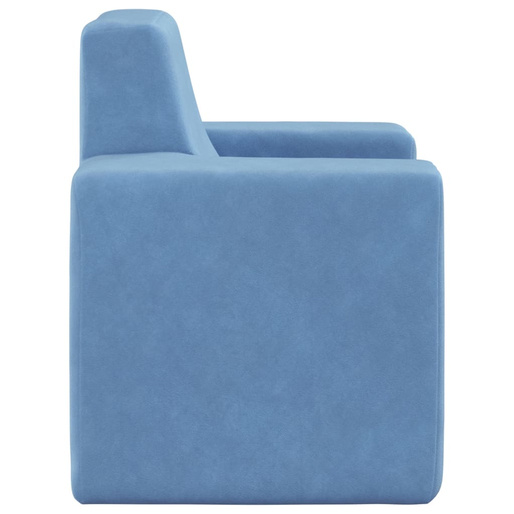 vidaXL bērnu dīvāns, zils, mīksts plīšs