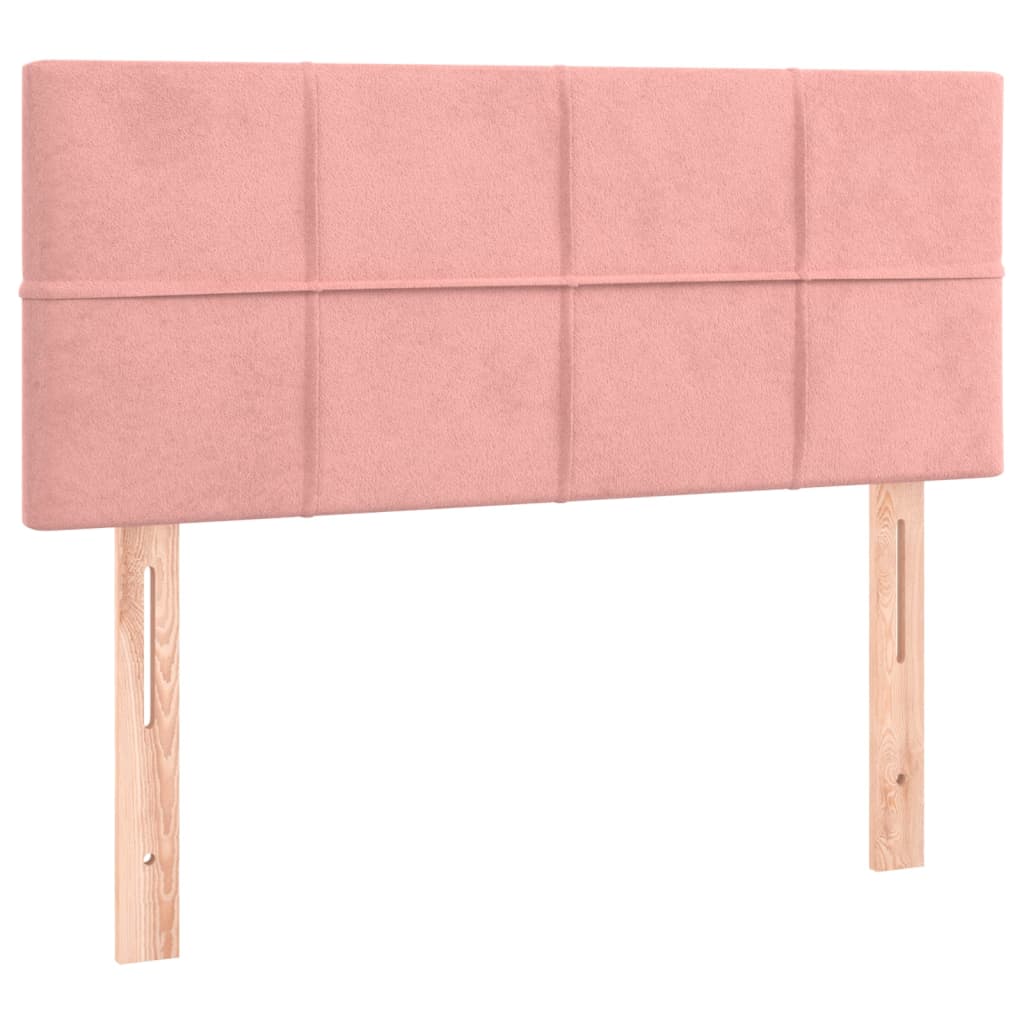 vidaXL atsperu gulta ar matraci, rozā samts, 90x190 cm