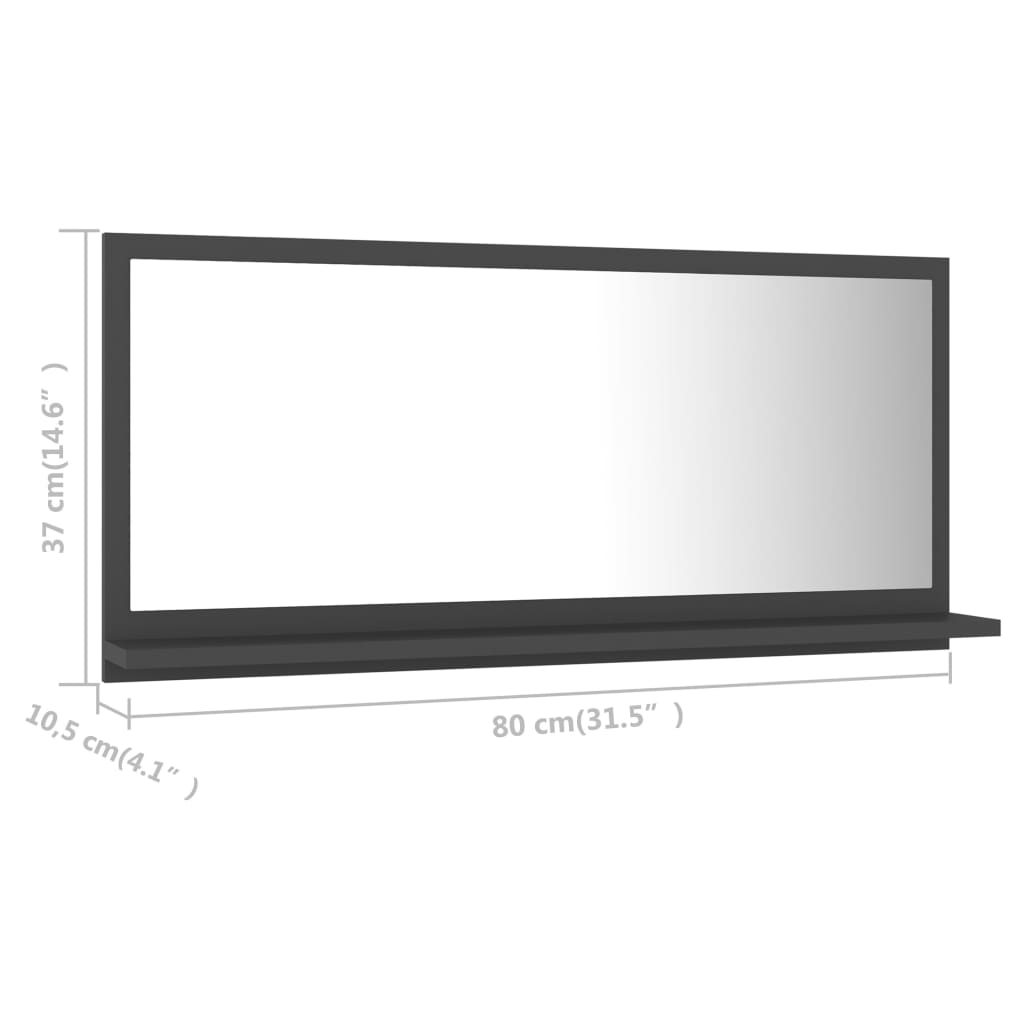 vidaXL vannasistabas spogulis, pelēks, 80x10,5x37 cm