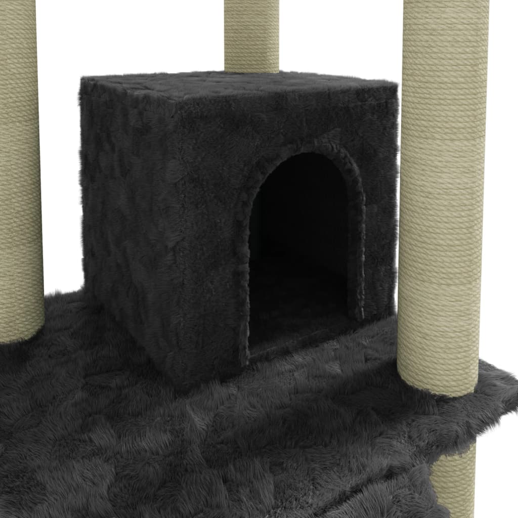 vidaXL kaķu māja ar sizala stabiem nagu asināšanai, 155 cm, pelēka