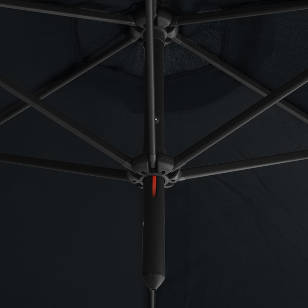 vidaXL dubultais saulessargs ar tērauda kātu, 600 cm, melns