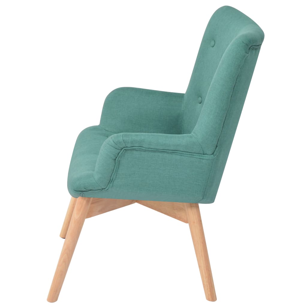 vidaXL atpūtas krēsls ar kājsoliņu, zaļš audums