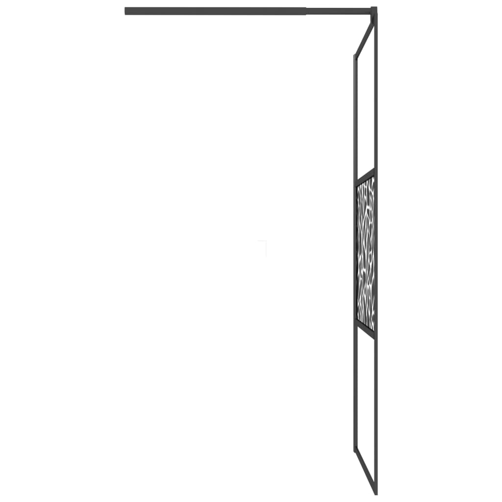 vidaXL dušas siena, 100x195 cm, ESG stikls, akmeņu dizains, melna