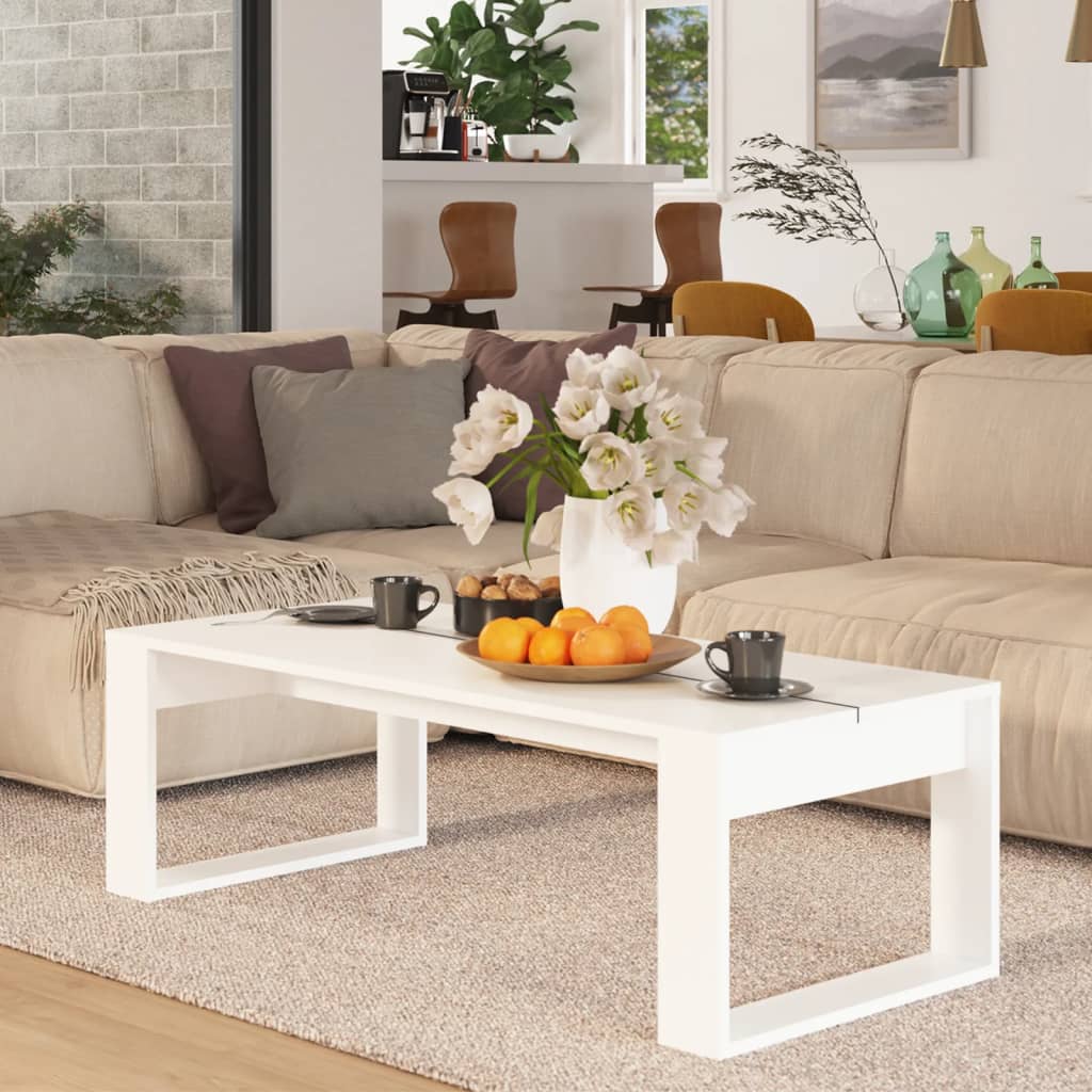 vidaXL kafijas galdiņš, balts, 110x50x35 cm, inženierijas koks