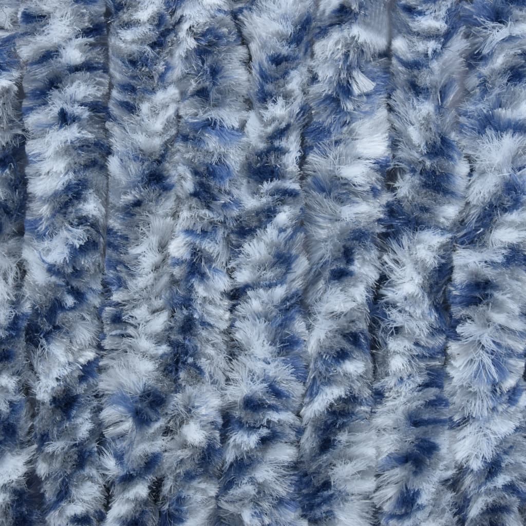 vidaXL kukaiņu aizkars, 56x185cm, zils, balts un sudraba krāsas šenils