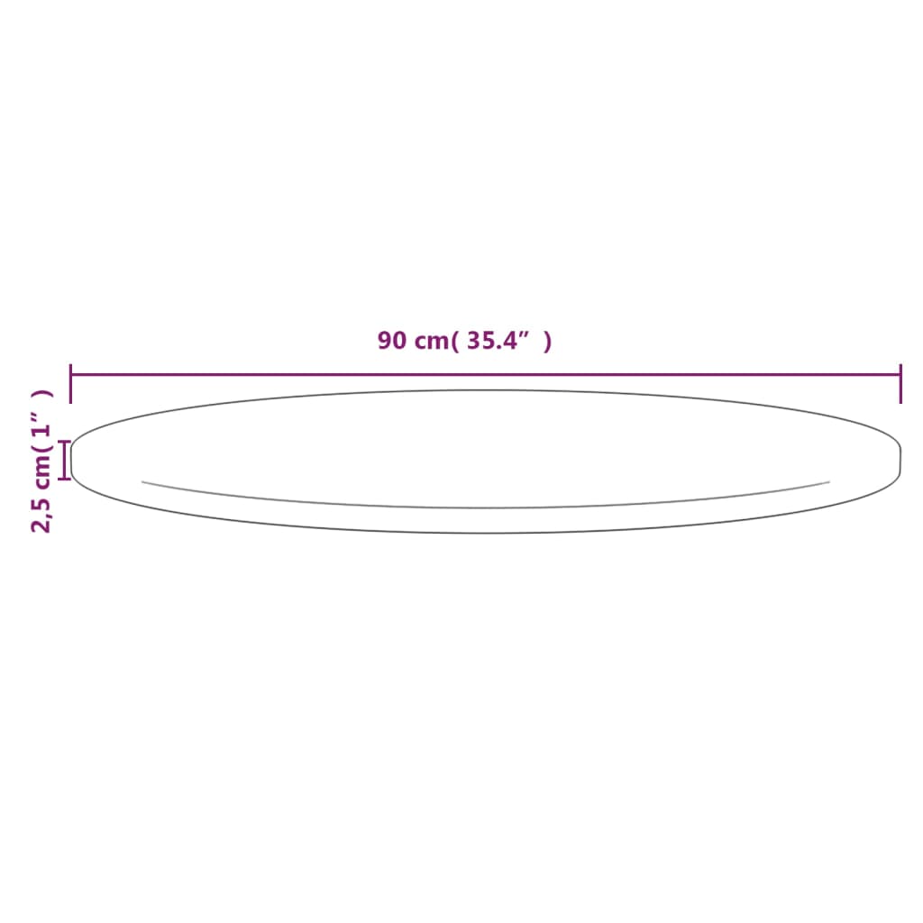 vidaXL galda virsma, Ø90x2,5 cm, priedes masīvkoks