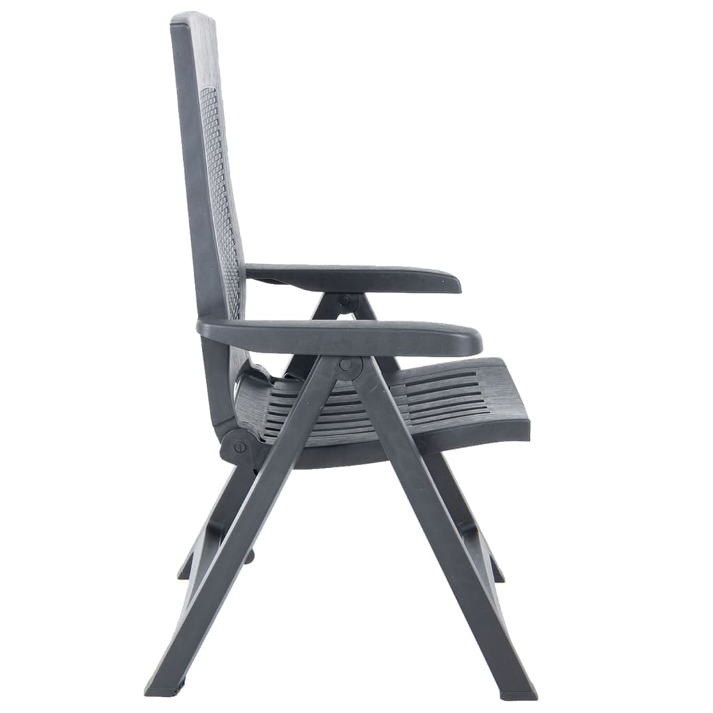 vidaXL atgāžami dārza krēsli, 2 gab., antracītpelēka plastmasa