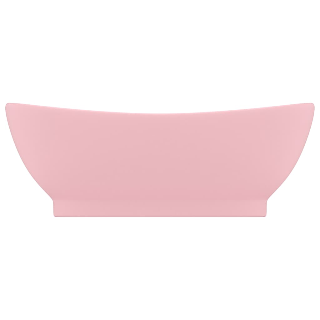 vidaXL izlietne, 58,5x39 cm, ovāla, matēta rozā keramika