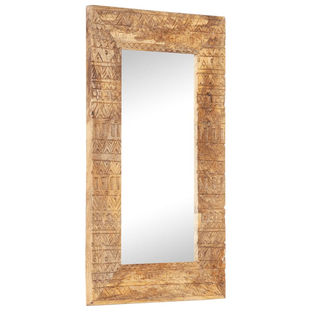 vidaXL spogulis, 80x50x2,5 cm, ar kokgriezumiem, mango masīvkoks