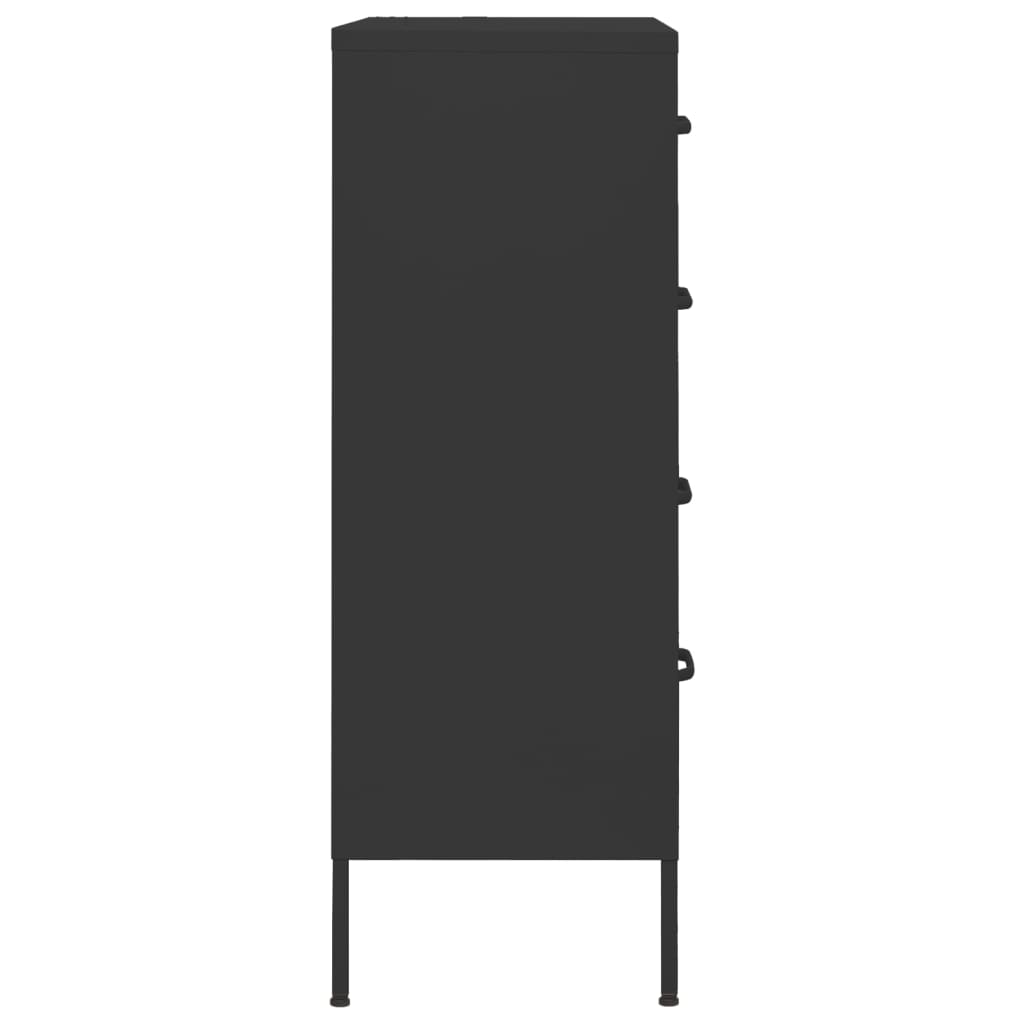vidaXL skapītis ar atvilktnēm, 80x35x101,5 cm, tērauds, melns