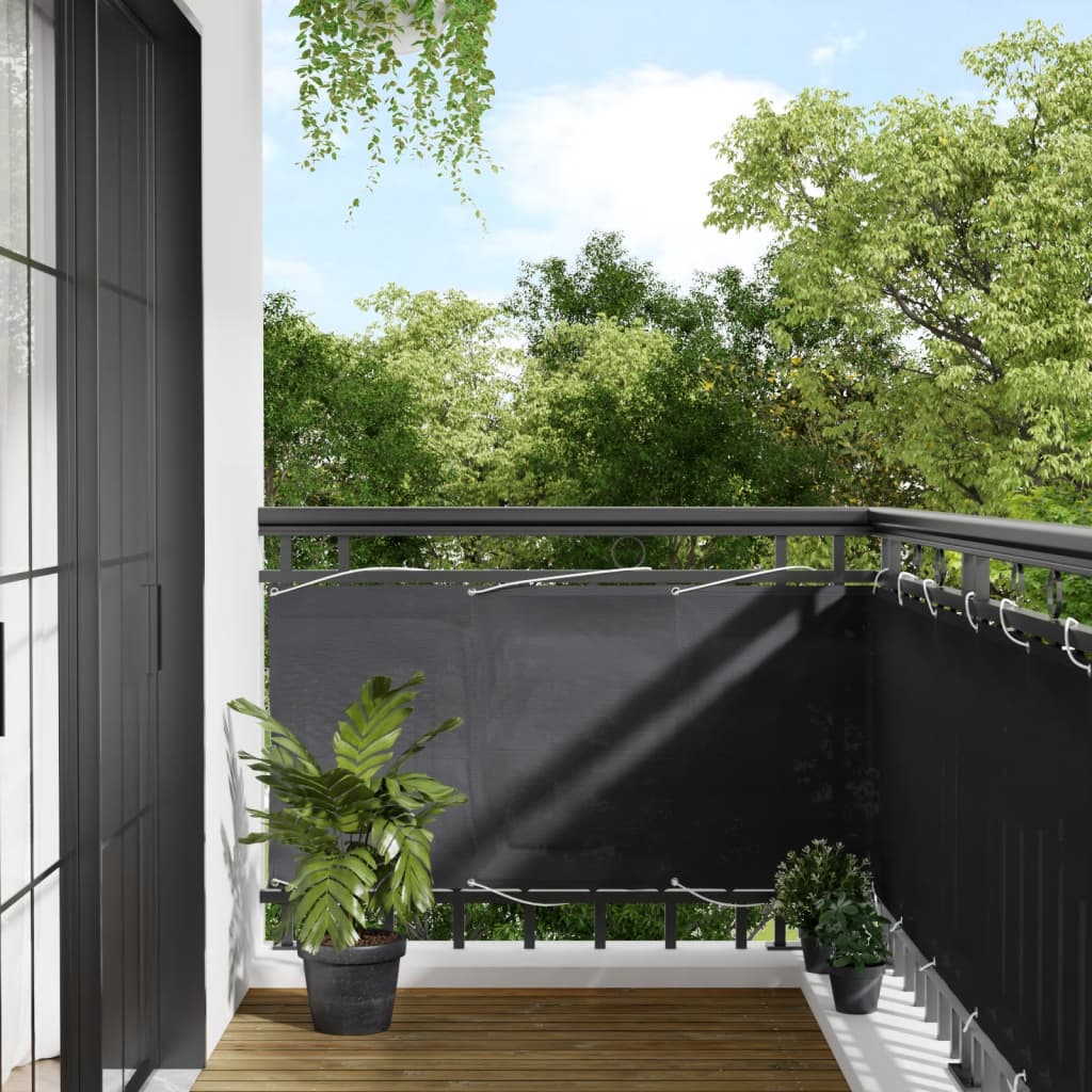 vidaXL balkona aizslietnis, antracītpelēks, 75x1000cm, 100% poliestera