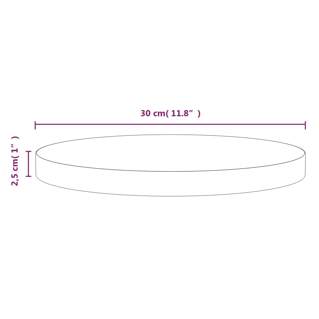 vidaXL galda virsma, brūna, Ø30x2,5 cm, priedes masīvkoks