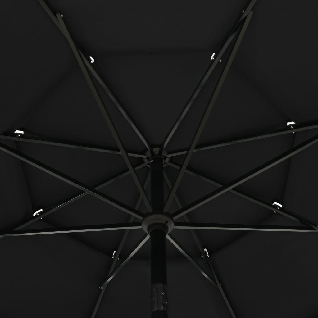 vidaXL 3-līmeņu saulessargs ar alumīnija kātu, 3,5 m, melns