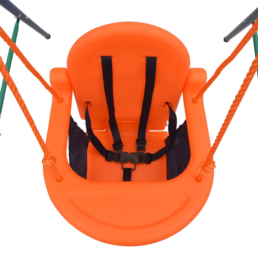 vidaXL bērnu šūpoles, ar drošības jostu, oranžas