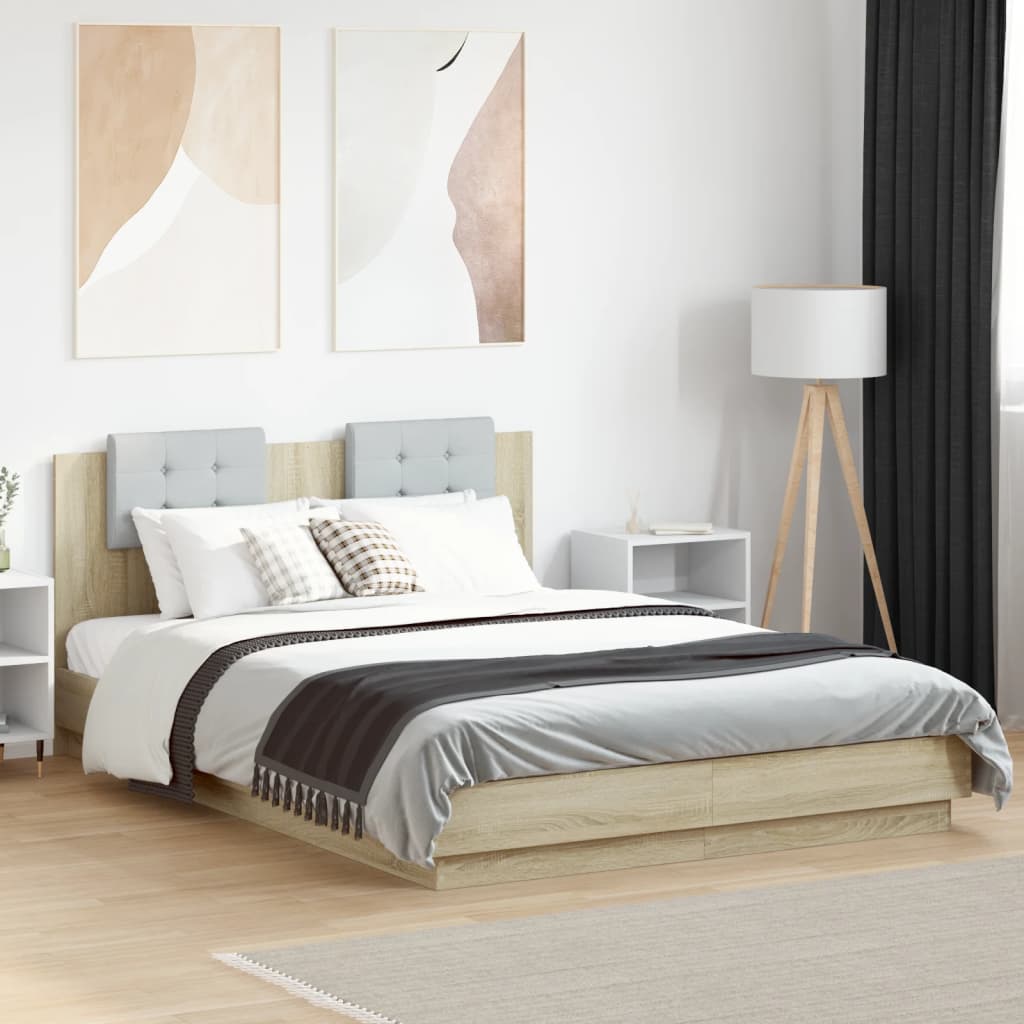 vidaXL gultas rāmis ar galvgali, ozolkoka krāsā, 150x200 cm