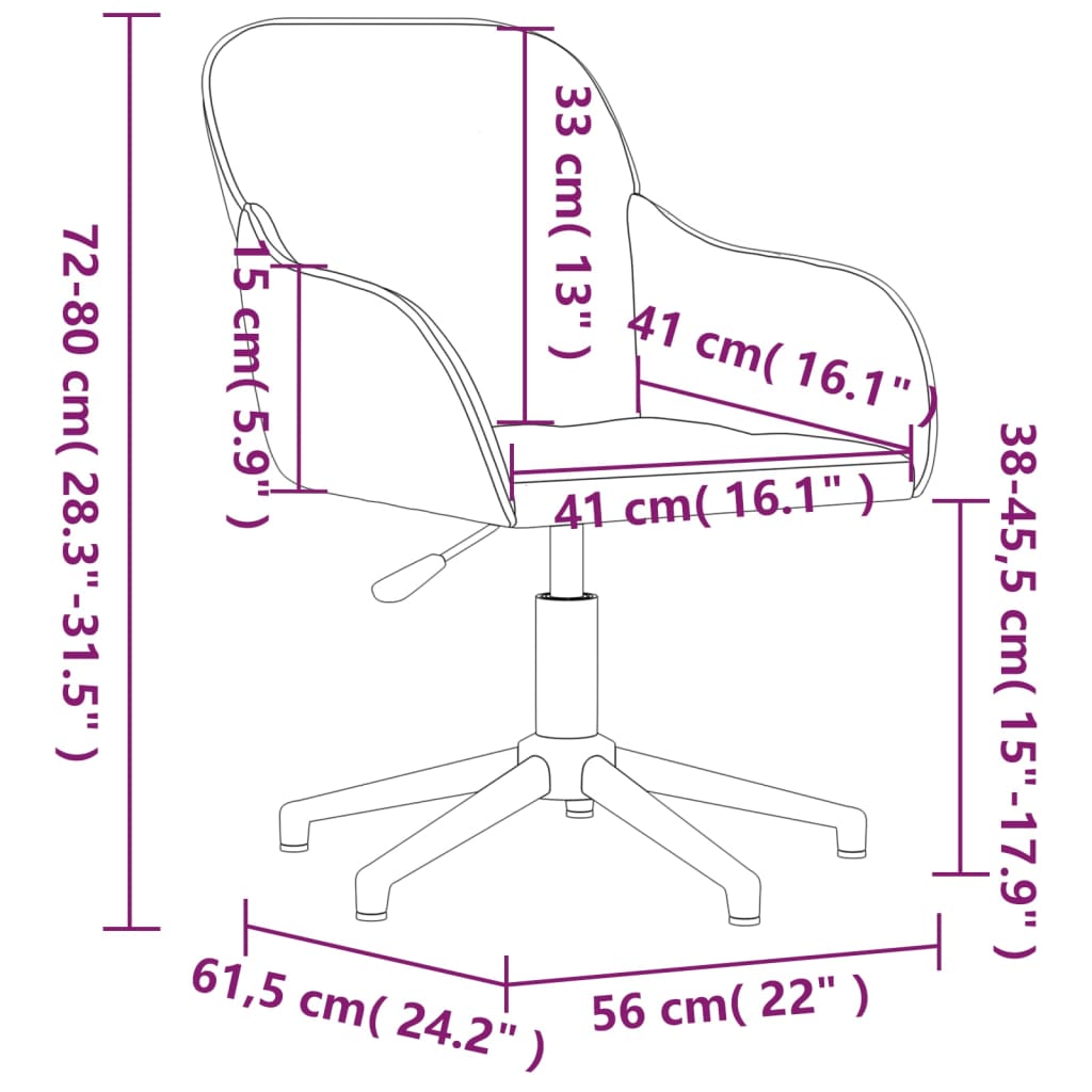 vidaXL biroja krēsls, krēmkrāsas samts