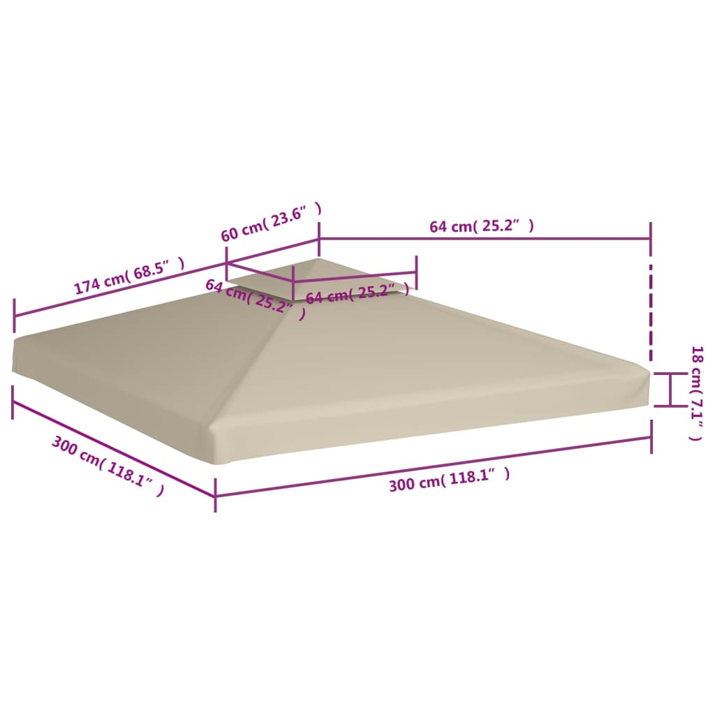 vidaXL nojumes jumta maiņas pārklājs, 3 x 3 m, 310 g/m², bēšs