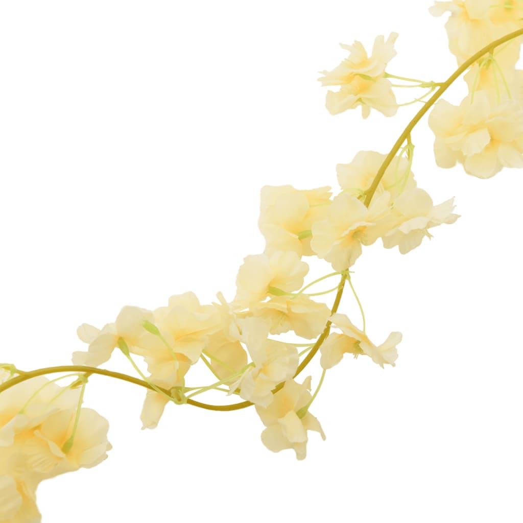 vidaXL mākslīgo ziedu vītnes, 6 gab., šampanieša krāsā, 180 cm