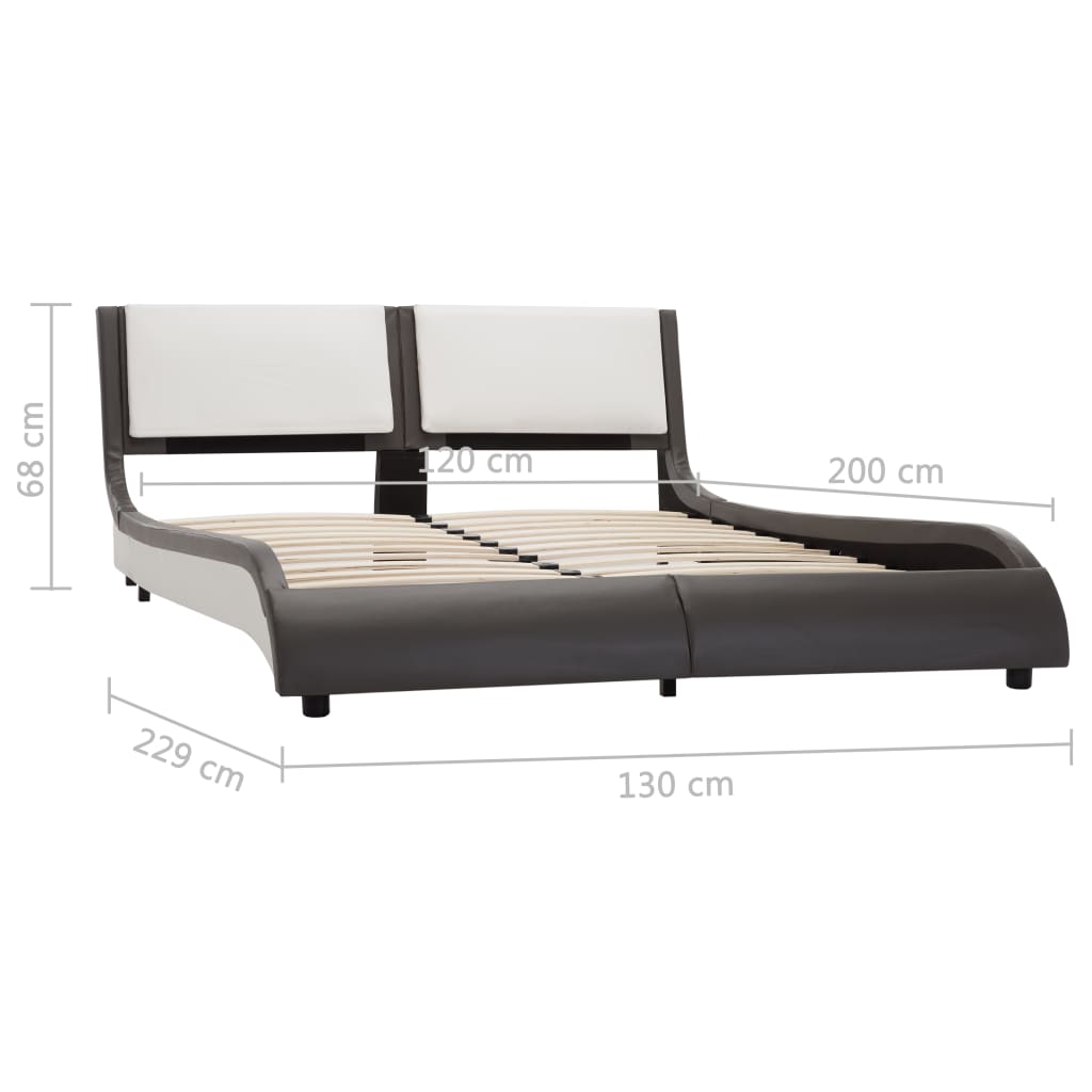 vidaXL gultas rāmis ar LED, pelēka un balta mākslīgā āda, 120x200 cm