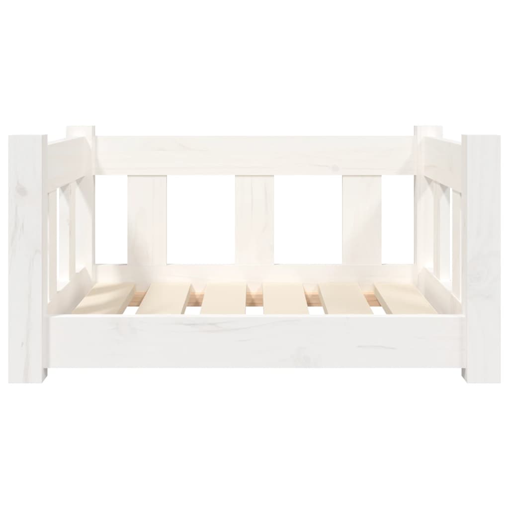 vidaXL suņu gulta, 55,5x45,5x28 cm, priedes masīvkoks, balta