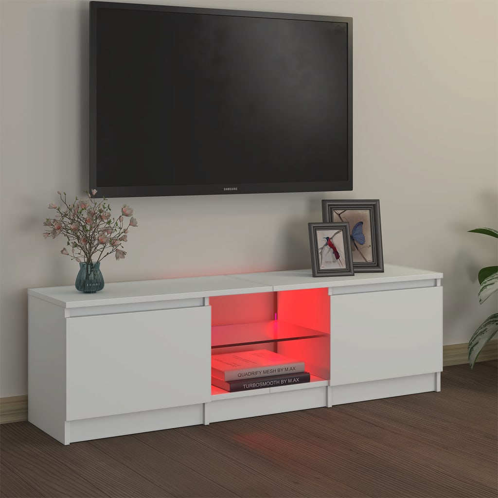 vidaXL TV skapītis ar LED lampiņām, 120x30x35,5 cm, balts