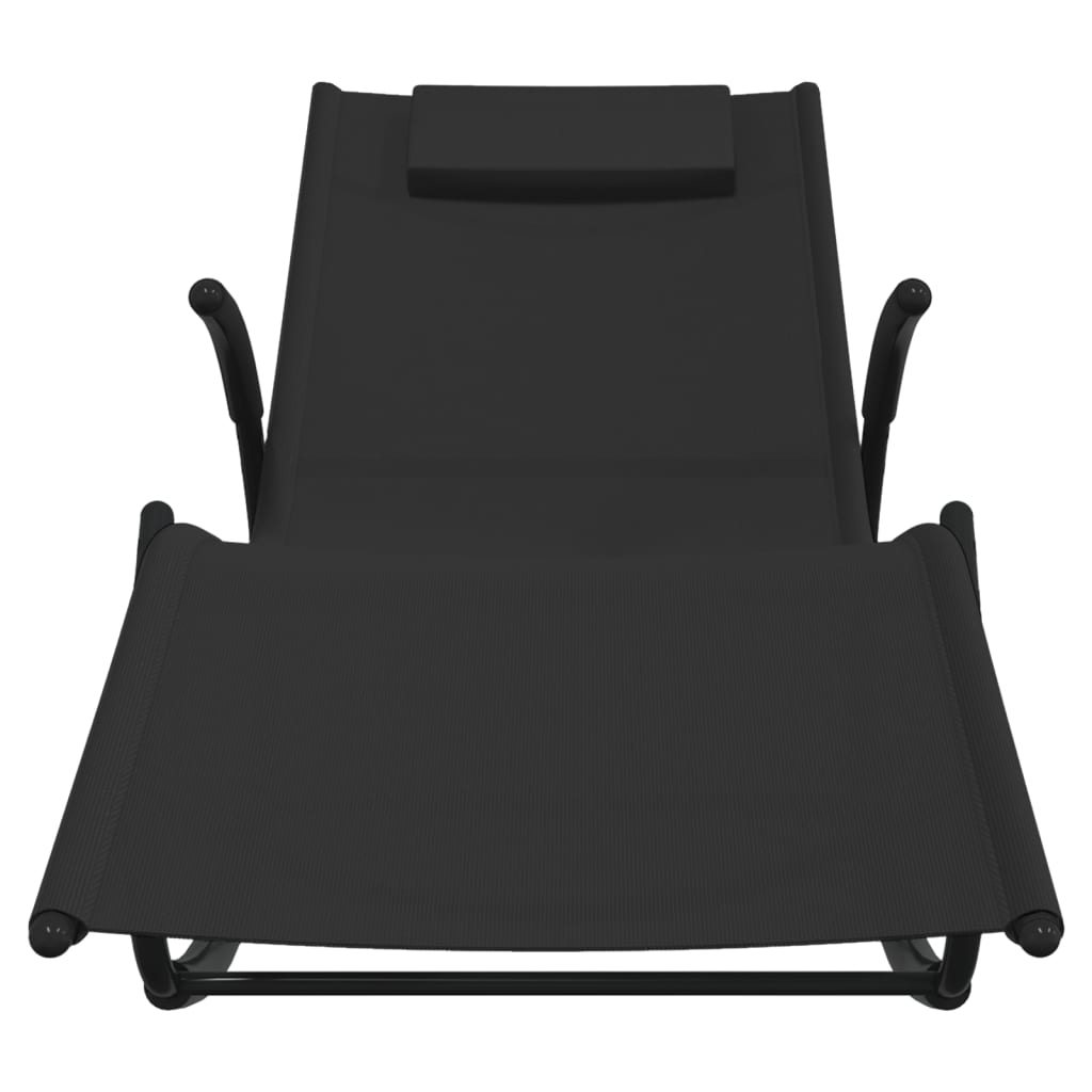 vidaXL sauļošanās šūpuļkrēsls, tērauds, melns tekstilēns