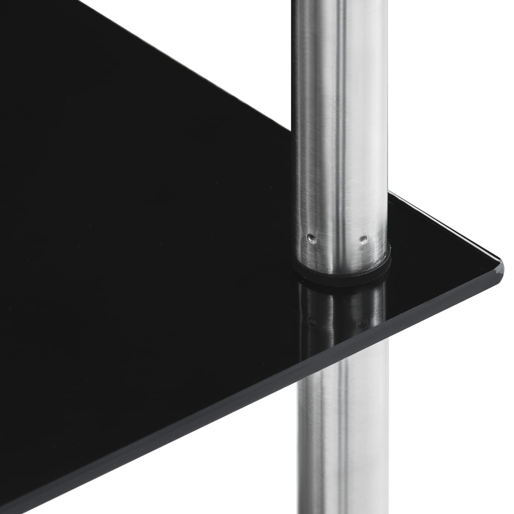 vidaXL 5-līmeņu plaukts, melns, 40x40x130 cm, rūdīts stikls