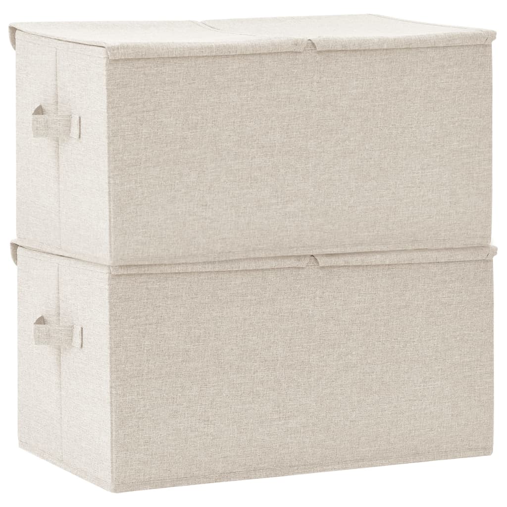 vidaXL uzglabāšanas kastes, 2 gab., 50x30x25 cm, audums, krēmkrāsas