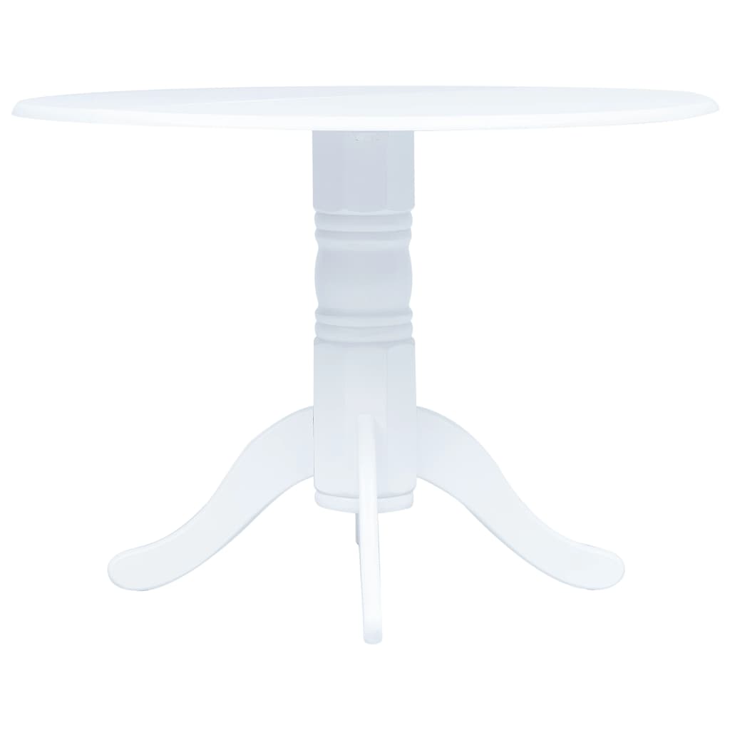 vidaXL virtuves galds, balts, 106 cm, masīvs gumijkoks