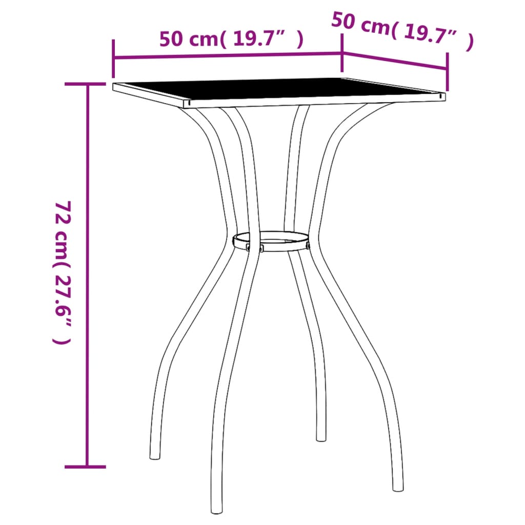 vidaXL dārza galds, antracītpelēks, 50x50x72 cm, tērauda siets