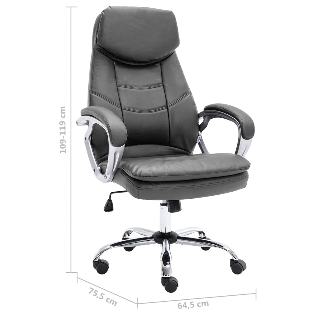 vidaXL biroja krēsls, pelēka dabīgā āda