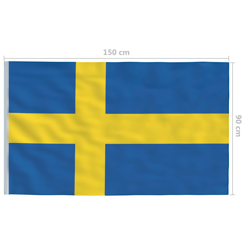 vidaXL Zviedrijas karogs un karoga masts, alumīnijs, 4 m
